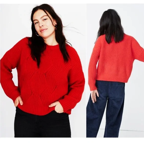 BOGO! Madewell Everett Rib-Play Pullover Sweater Red Size Medium - Picture 10 of 10